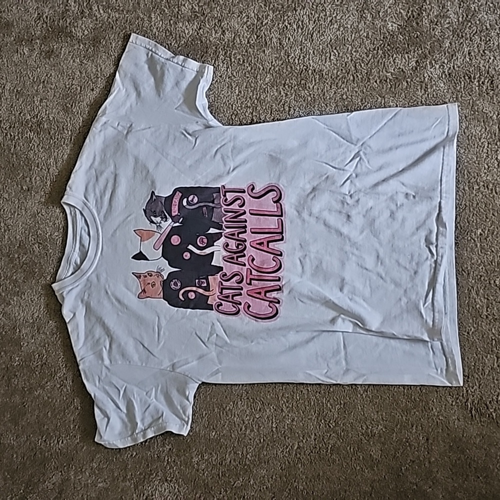 Cats against cat calls feminist t shirt M